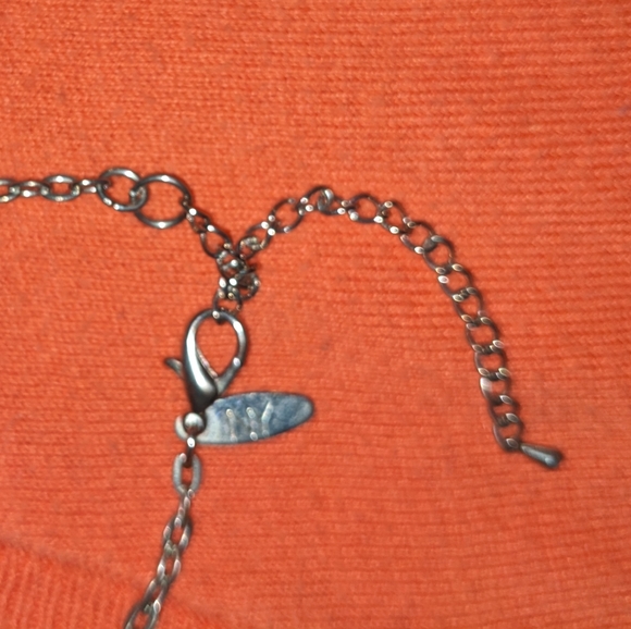 New York & Company Chunky Metal Bib Necklace with Rhinestones and Flowers - Picture 7 of 7